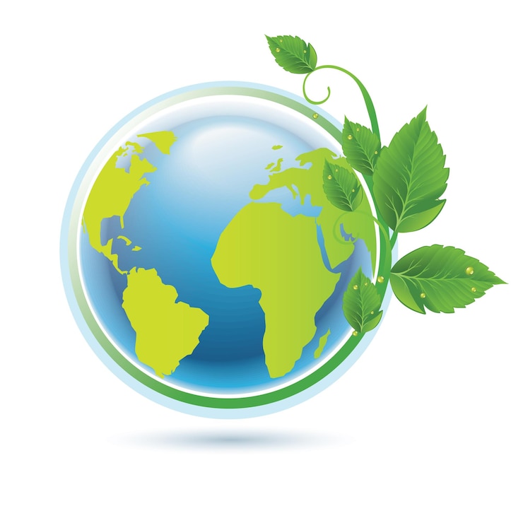 Green earth concept with leaves Environmental concept and world earth day
