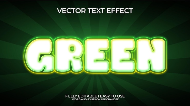 Vector green fully editable 3d vector text effect