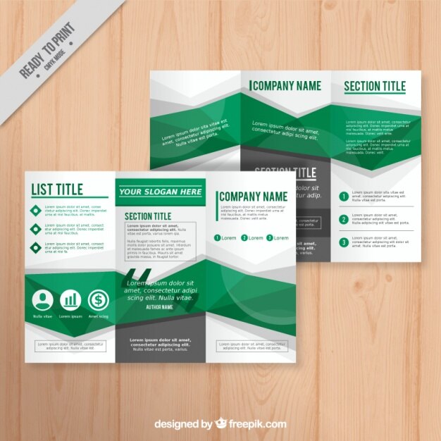 Vector green geometric brochure template