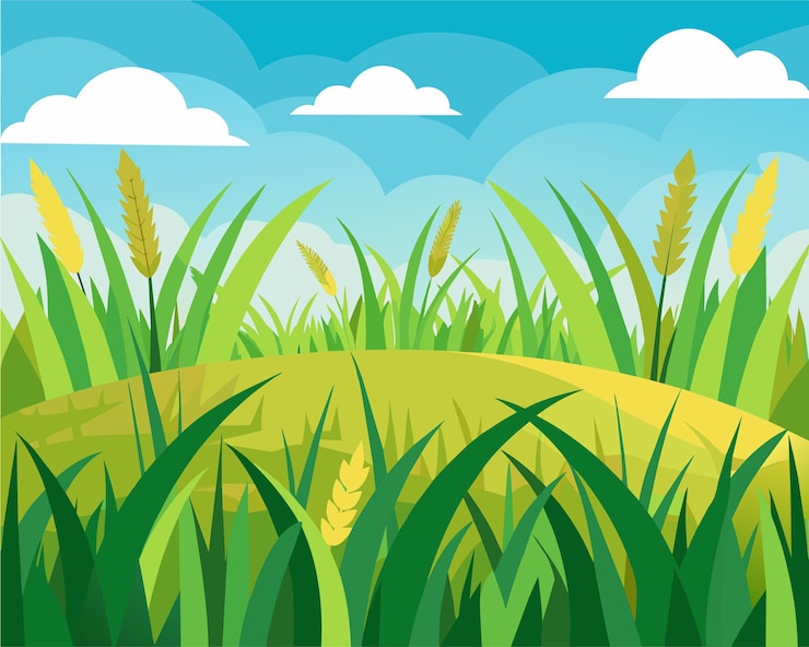 Vector green grass nature design elements vector illustration