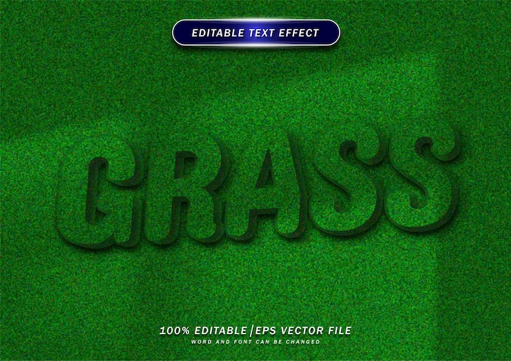 Vector green grass text editable effect with green background