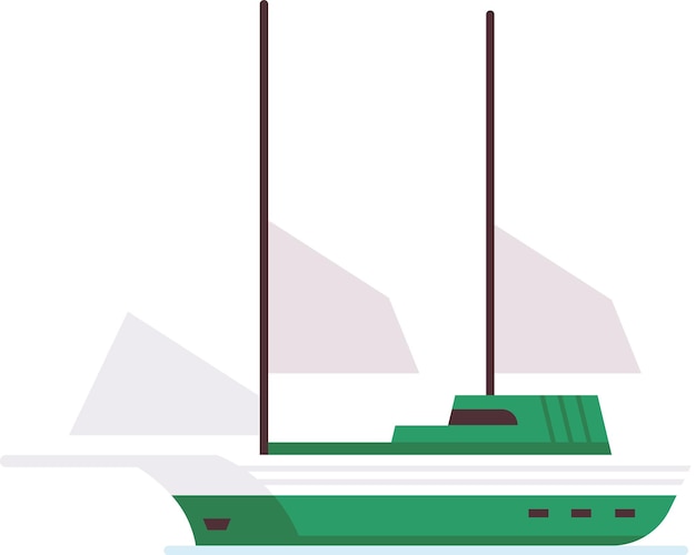 green ketch rig sailing yacht gliding across a white background capturing the essence of sailing travel and leisurely adventures on the open water
