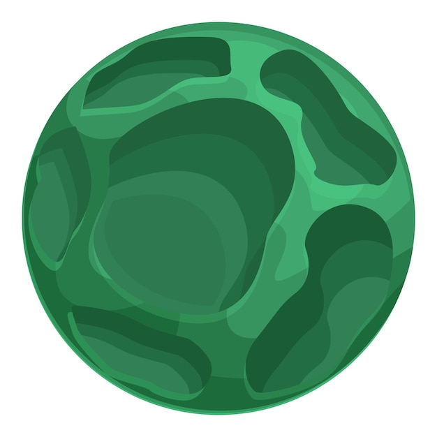 Green planet rotating in open space with craters