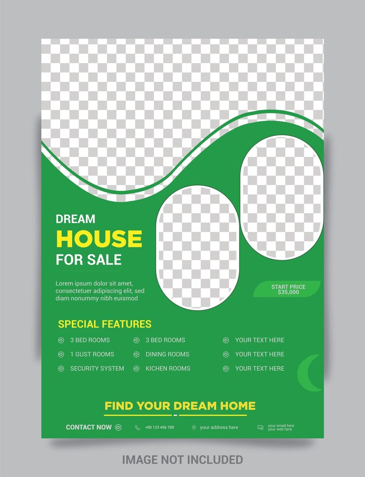 Green Real Estate Flyer Dream House for Sale Marketing Template