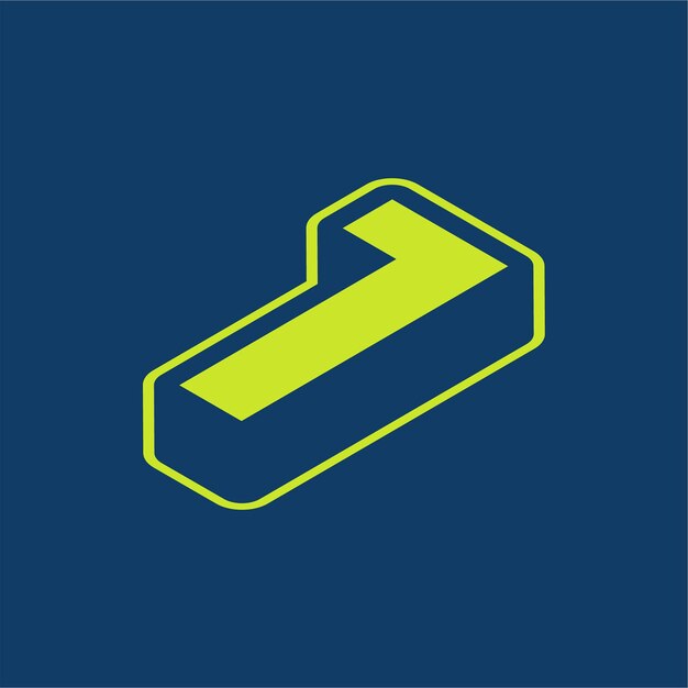 Green Retro Isometric Vector Number 1 Icon with Editable Background