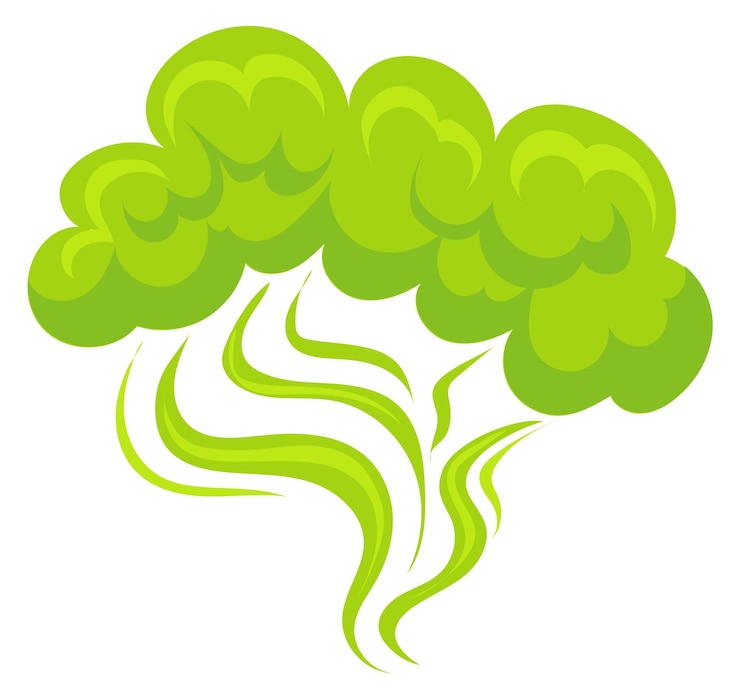 Vector green smoke cloud toxic smell cartoon scent