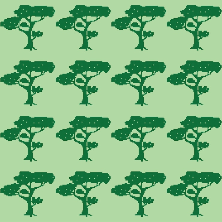Vector green tree icon pixel pattern illustration background