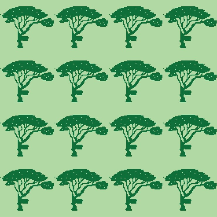 Vector green tree icon pixel pattern illustration background