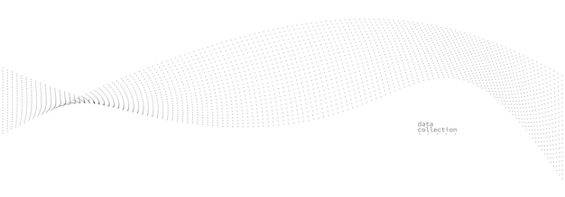 Grey airy particles flow vector design abstract background with wave of flowing dots array digital futuristic illustration nano technology theme