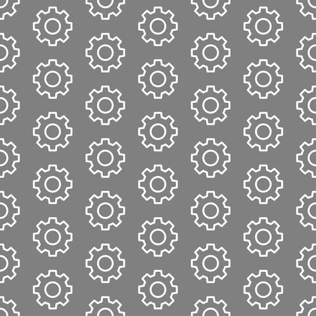 Grey seamless pattern with white gears.