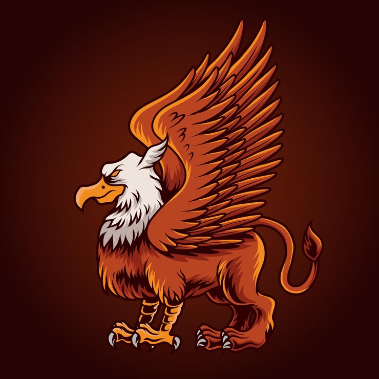Vector griffin illustration on red