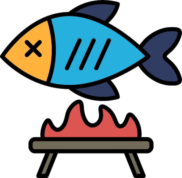 Grilled fish icon in line style