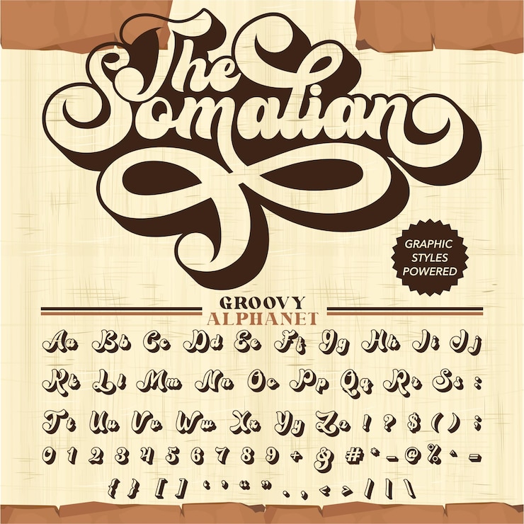 Vector groovy alphabets font