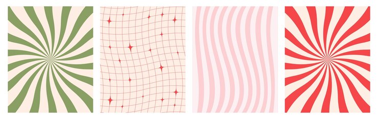 Groovy background set Christras vector background illustration set