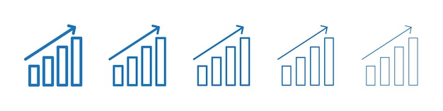 Growing graph icon Symbol collection thin outline set