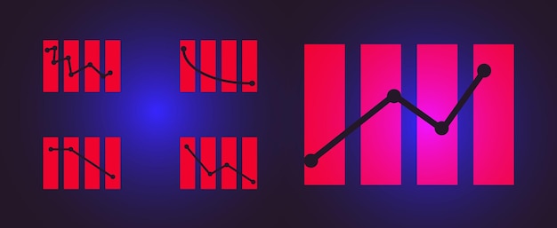 Growing graph icons set. Vector illustration.