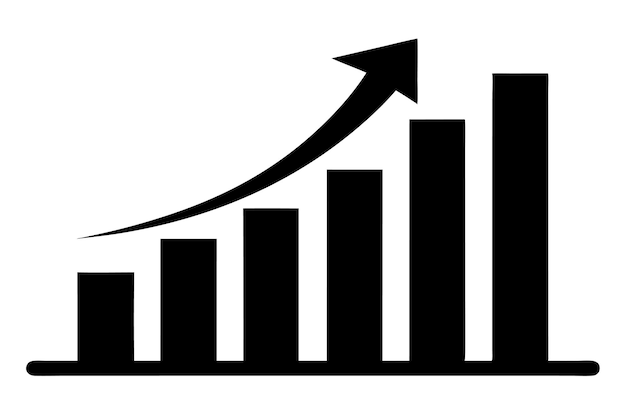 Growth bar chart Growing graph Business chart with arrow vector illustration