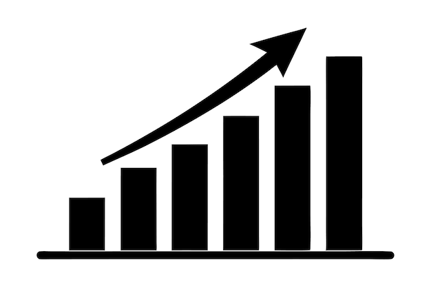 Growth bar chart Growing graph Business chart with arrow vector illustration