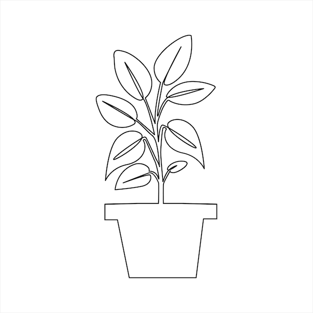Growth tree continuous line vector image on white background concept of nursery business