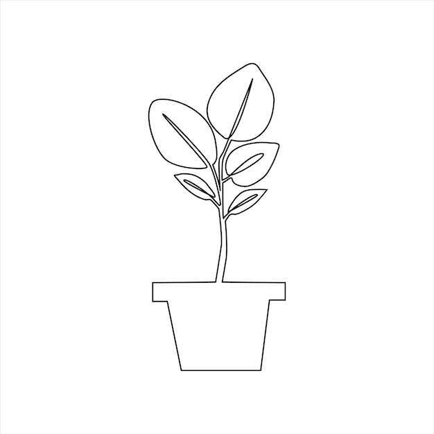 Growth tree continuous single line simple drawing art illustration vector image and minimalist