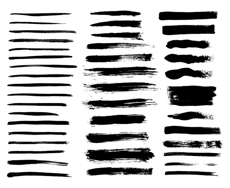 Vector grunge ink brush strokes elements black paint brush stroke line grunge dirty textures of banners