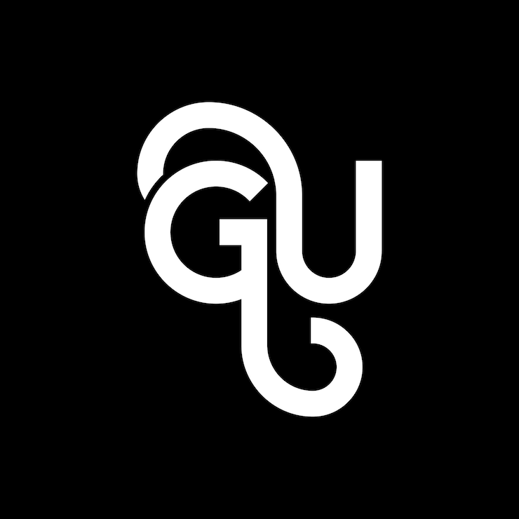 Vector gu letter logo design on black background gu creative initials letter logo concept gu letter design gu white letter design on black background g u g u logo