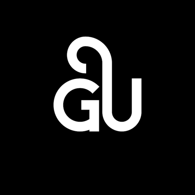 Vector gu letter logo design on black background gu creative initials letter logo concept gu letter design gu white letter design on black background g u g u logo