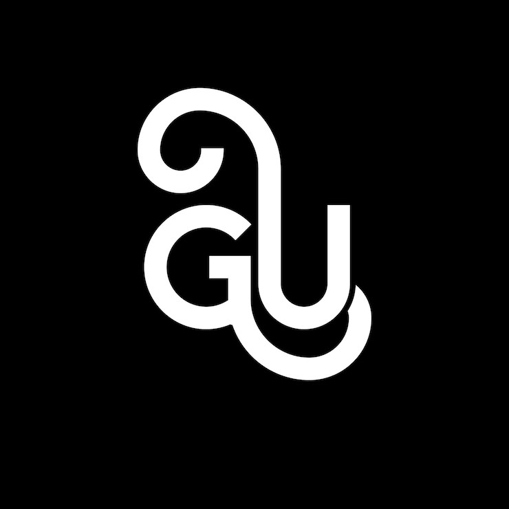 Vector gu letter logo design on black background gu creative initials letter logo concept gu letter design gu white letter design on black background g u g u logo