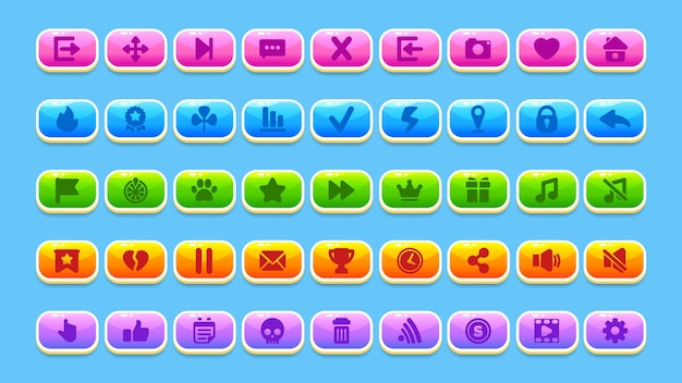 gui casual assets for a game mobile phone, a set of icons.  vector.