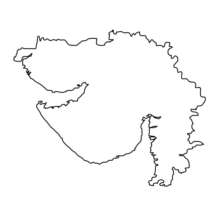 Vector gujarat state map administrative division of india vector illustration