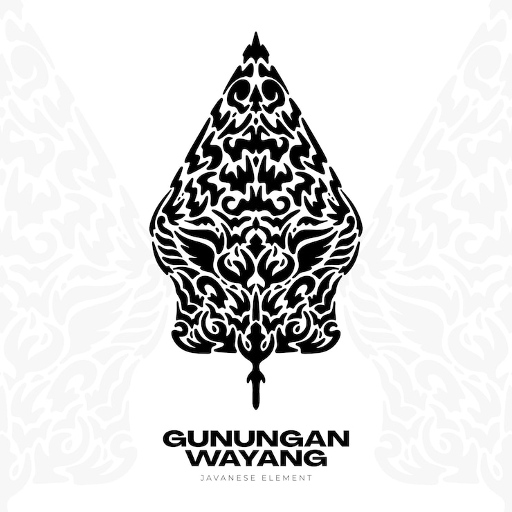 Vector gunungan wayang javanese illustration culture ethnic