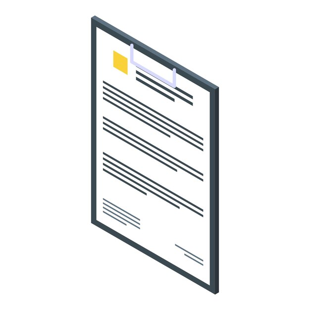 Gym trainer clipboard icon Isometric of gym trainer clipboard vector icon for web design isolated on white background