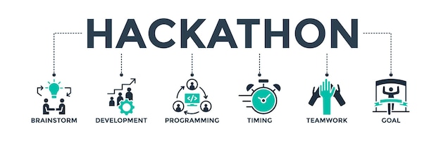 Hackathon banner web icon concept for design sprintlike social coding event