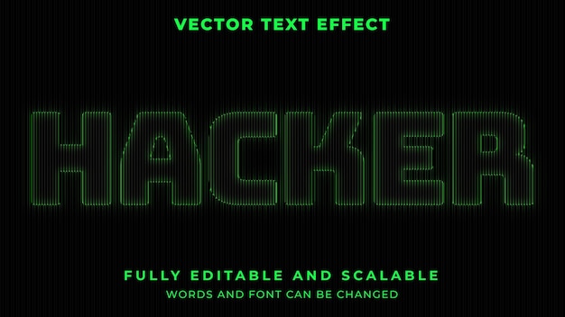 hacker glitch editable text effect style