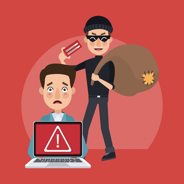 hacker with password and bag on back 