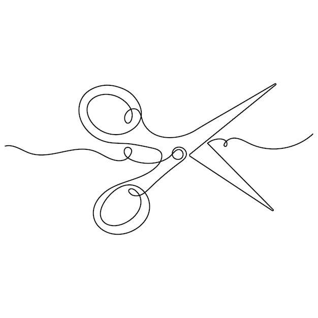 Hair scissors icon continuous one line drawing of outline vector illustration