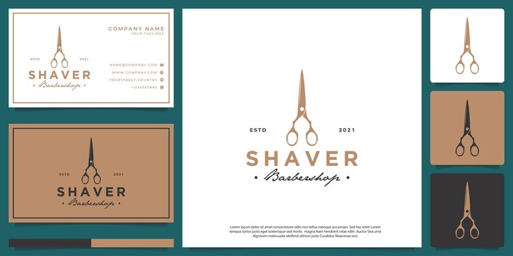 Haircut scissors logo in a hipster style
