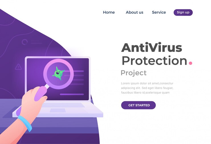 Vector halaman landas perlindungan antivirus