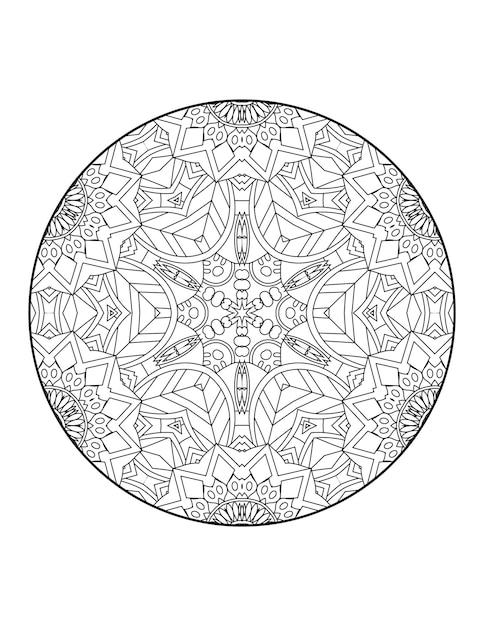 Halaman mewarnai Mandala untuk orang dewasa dan buku mewarnai Mandala garis luar digambar tangan untuk seni garis anak-anak