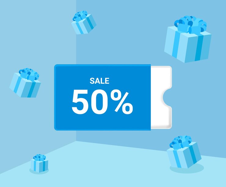 Halfprice coupons and huge benefits illustration set discount lotto sale market Vector drawing