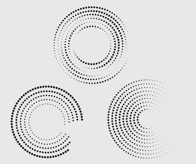 Halftone circular dotted set Circle dots isolated on the grey background design element