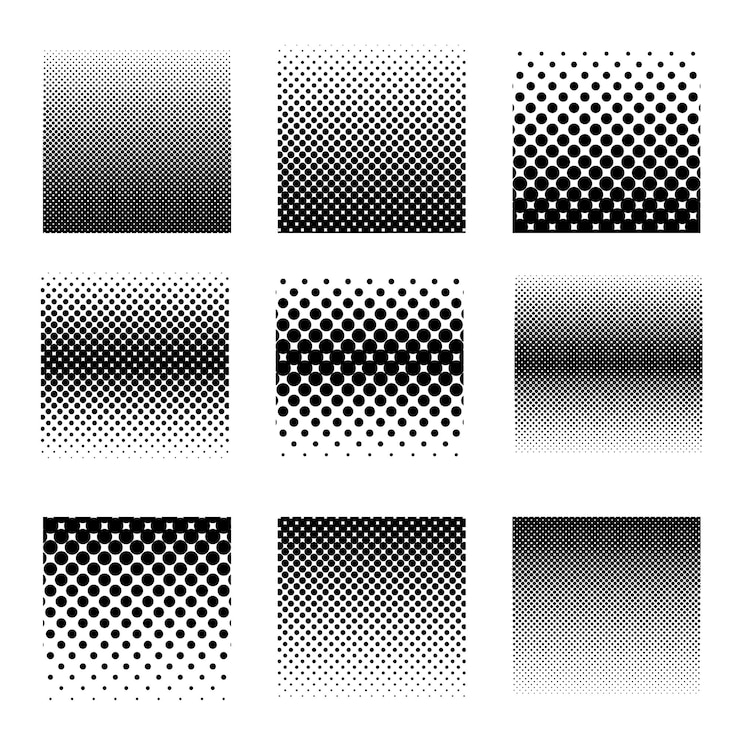 Vector halftone squares set