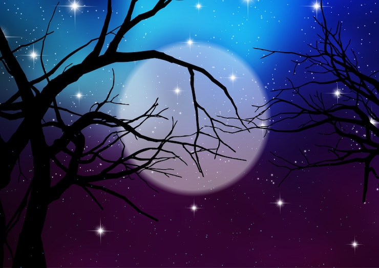 Vector halloween background with spooky trees