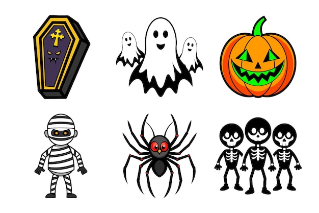 Halloween bundle icons set