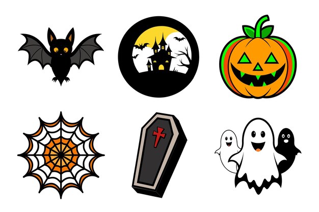 Halloween bundle icons set