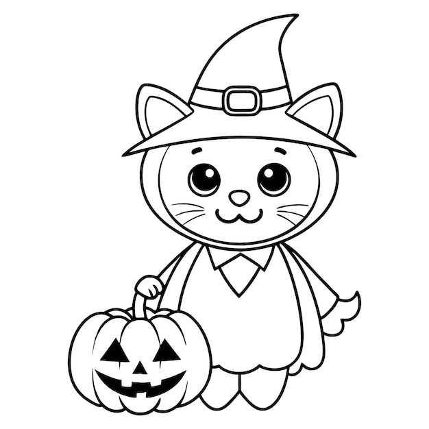 Halloween Cat Coloring Page Halloween Cat vector black and white
