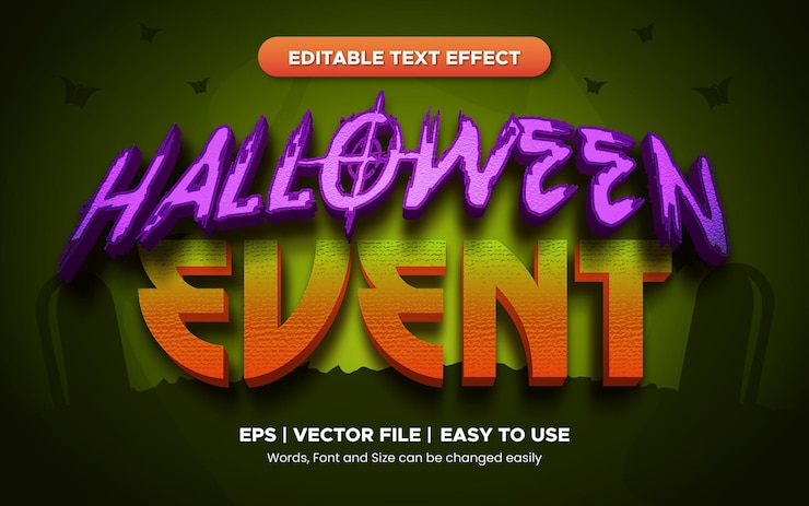 Vector halloween event text effect editable