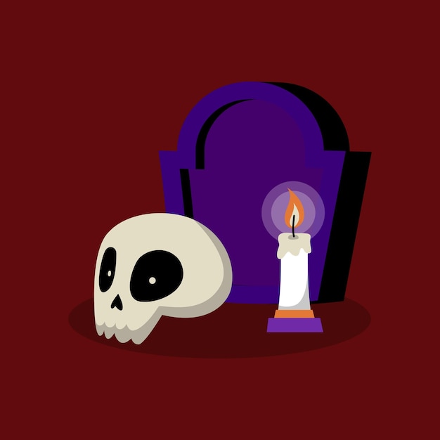 halloween icon illustration skull tombstone