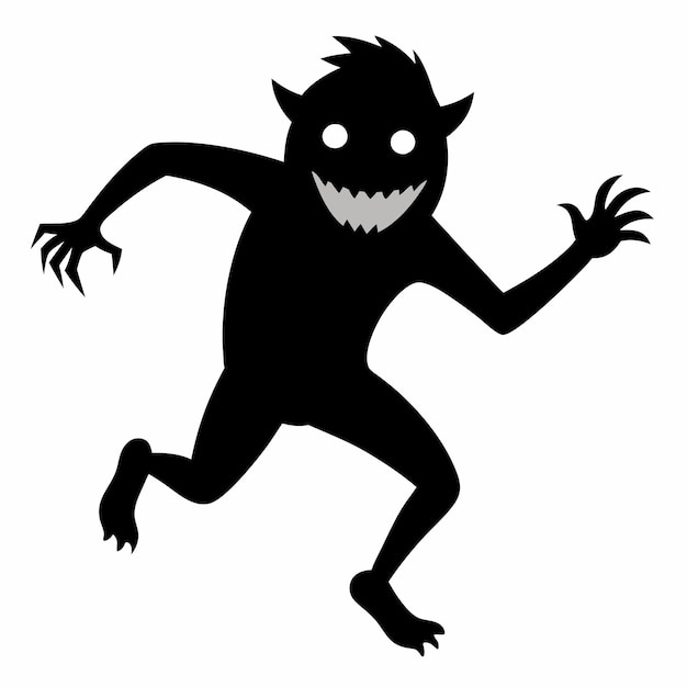Halloween Monster Silhouette Black Vector