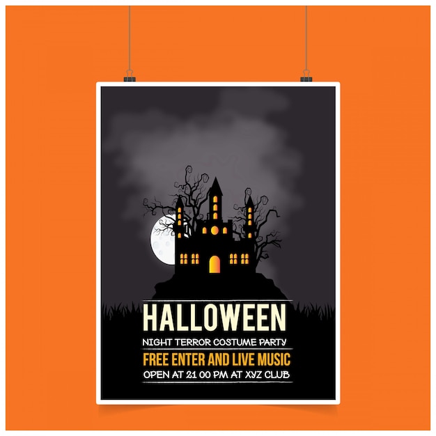 halloween party invitation card with creative design vector